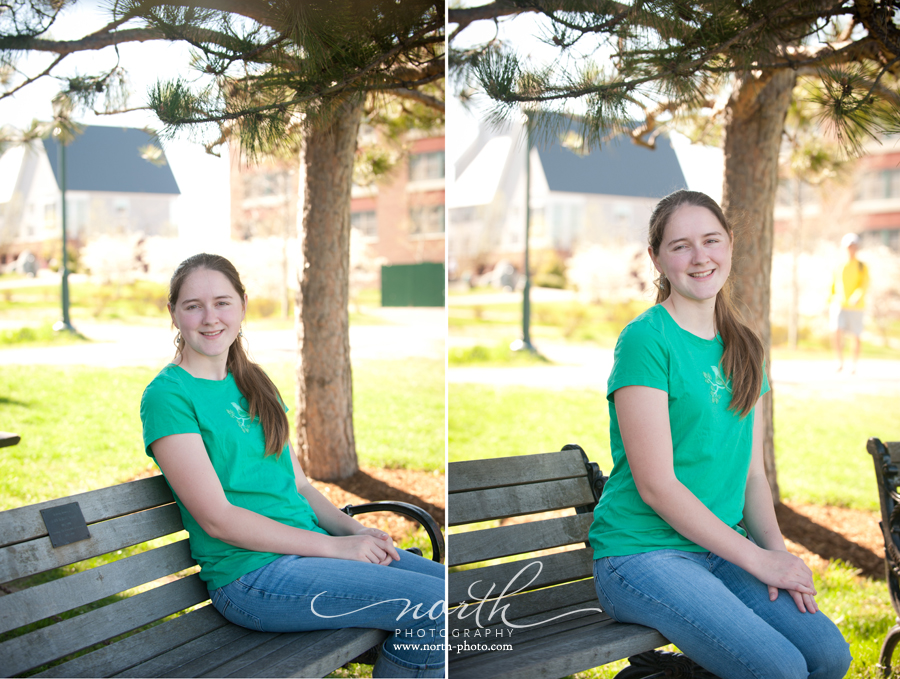 Don't slouch, scoot to the edge of your seat and angle your body to the camera.