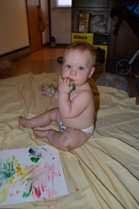 This is from last summer and the first time we made and played with finger paints.