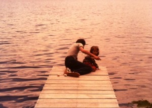 My father and I fishing off the dock.