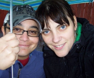 Ang and I at a (rainy) concert in Seattle, 2009-ish