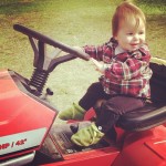 ruby driving a tractor