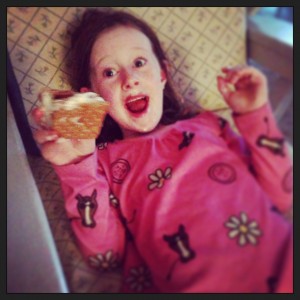 girl, girl eating smore's 