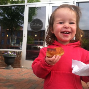 little girl, doughnut