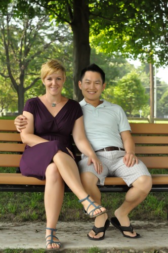 man, woman, husband, wife, sitting on park bench, Jennifer Paradee Photography