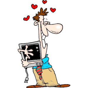 comic, guy loving computer