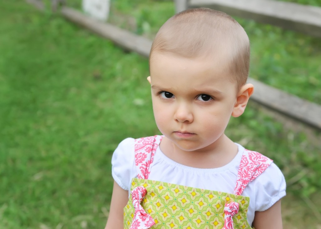 little girl, bald