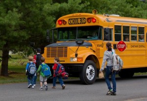 school bus, kids getting on bus, first day of school