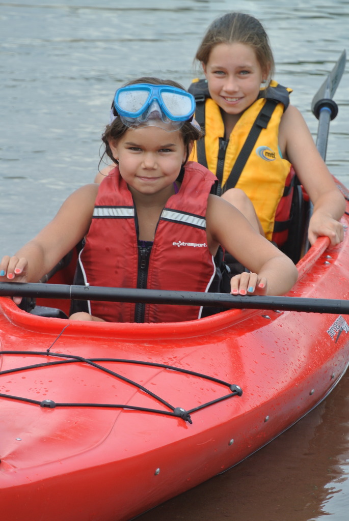 2 girls, sisters, kayaking,