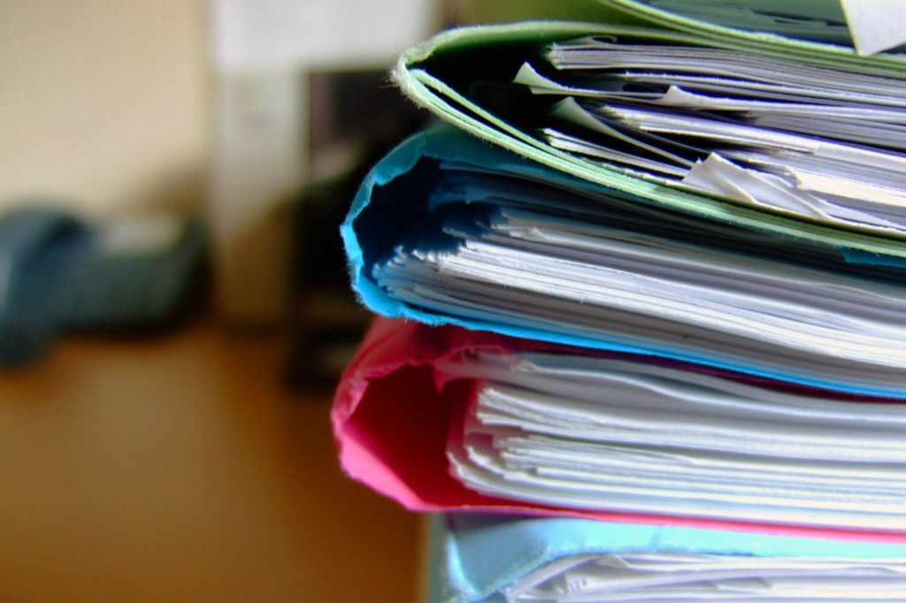 colored files, stuffed files