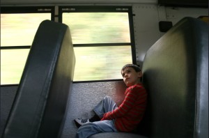 boy, school bus, boy alone, alone of school bus