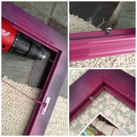 frame, poster frame, screw eyes, power drill