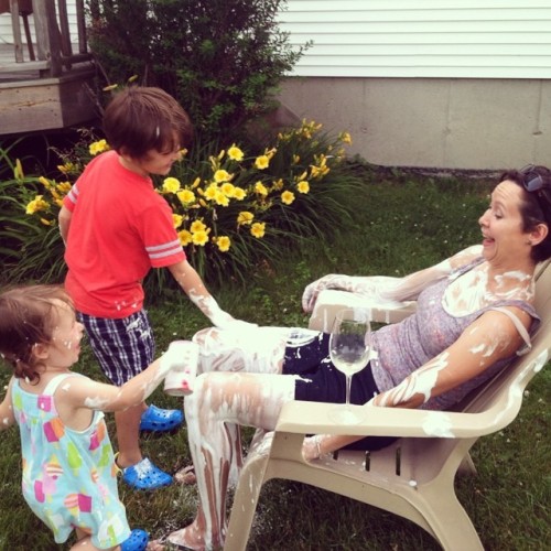 This picture was taken last summer. With extra time on my hands I sat down for a moment. My kids noticed I wasn't rushing around to get things done and took full advantage.