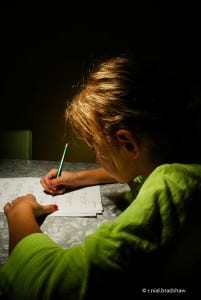 Child doing math