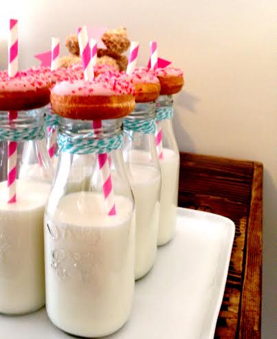 donuts on milk jugs, milk jugs, donut party, donut social