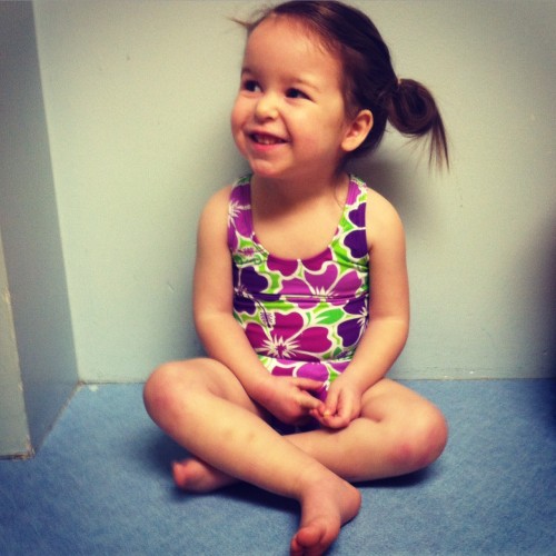 little girl in bathing suit