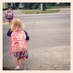 young girl Crossing street