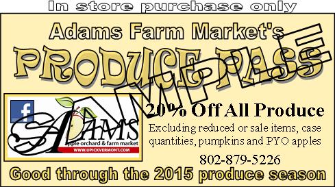 Adams Farm Market Produce Pass