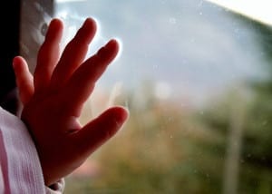 hand on the window