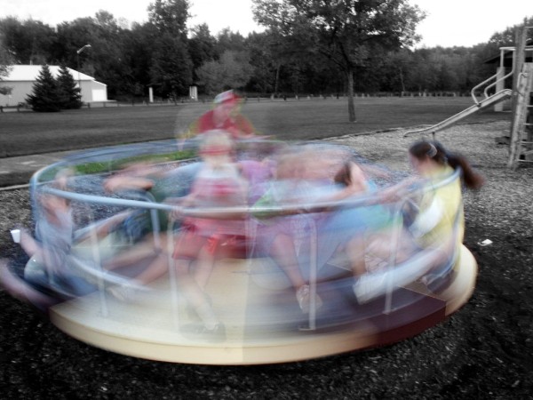 Playground of Perspective: My Little Son. My Huge Son. spinning playground