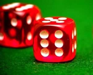 red plastic dice