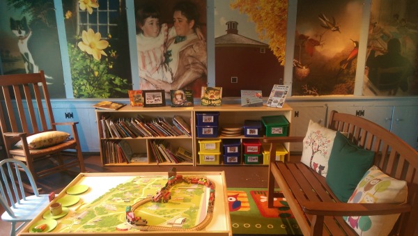 Kids’ Picks at the Shelburne Museum playroom,toys,bench,books