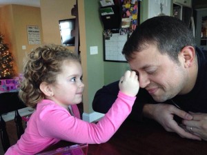 Daddy getting his make up done!