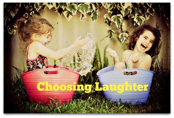 Choosing Laughter two girls, water, tubs