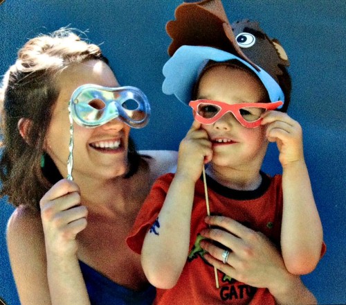 masks, hat, boy, mom, photobooth