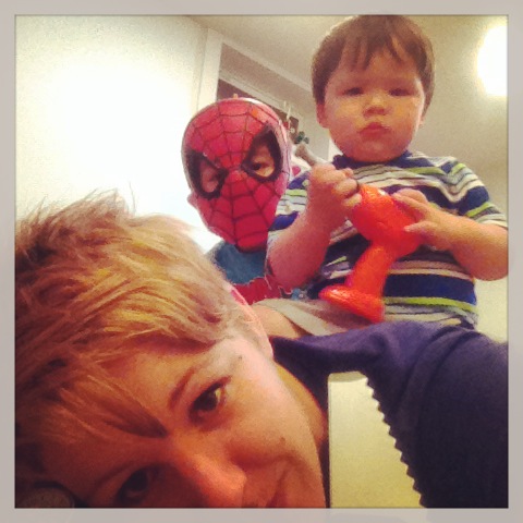 boys, woman, brothers, mother, sons, dress up, play tools