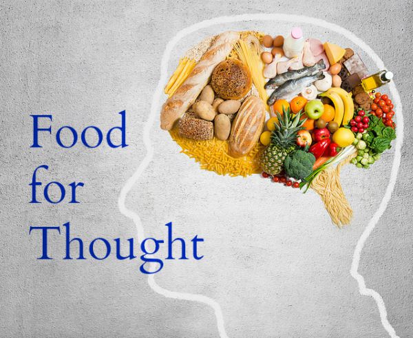 Food for thought face outline, food as brain