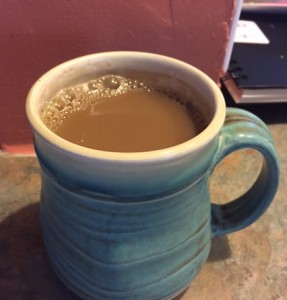 A morning mug of coffee is how this BVT mom starts her day.