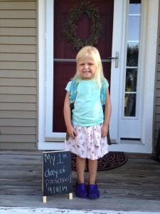 My girl ready for her first year of preschool last year.