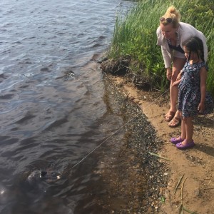 Feeding snapping turtles in Nantucket with Aunt Carrie