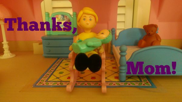 Thanks, Mom! dolls, baby, mother, rocking chair