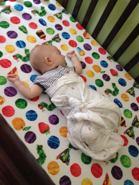 One of the first few times Caroline slept flat on her back during naptime.