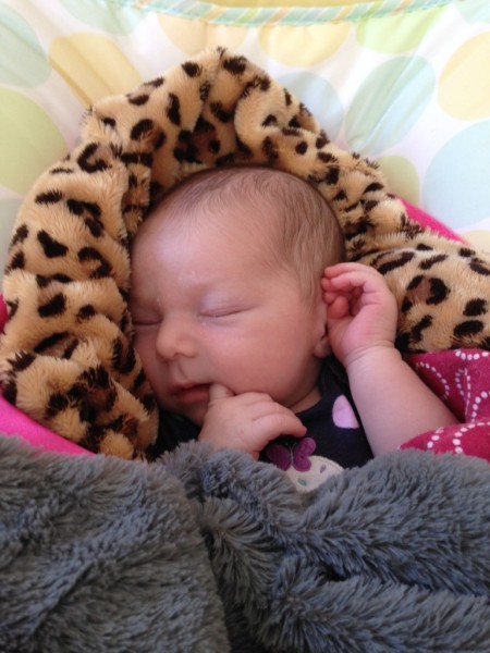 Caroline sleeping soundly in her rock-n-play during a nap.