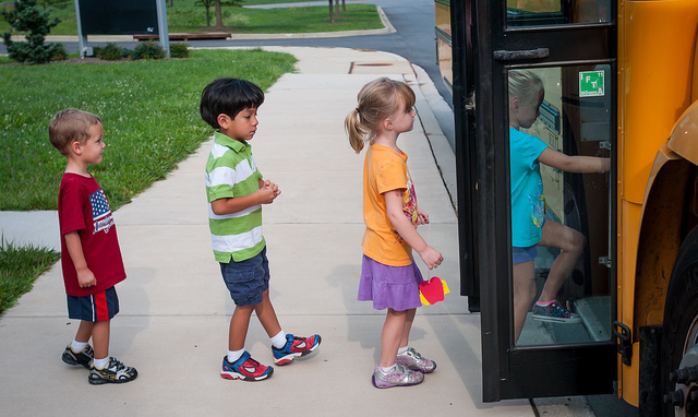 Kindergarten is here…and we are learning to let go one day at a time. kids going to kindergarten