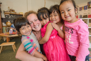kids and caretaker