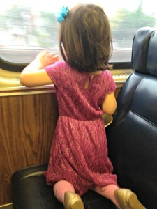 girl, train, window