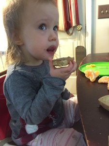 toddler eating pate