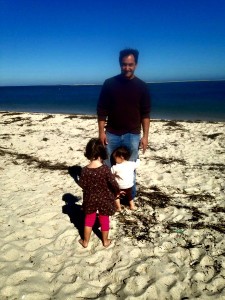man, girls, beach