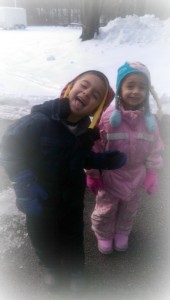 boy, girl, snowsuits