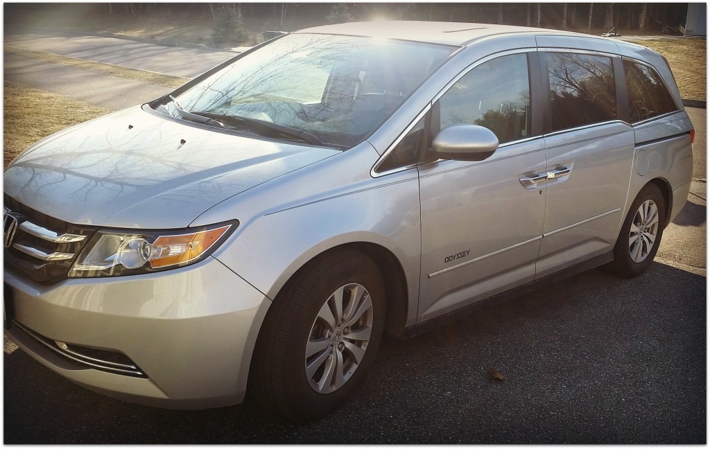 Minivan in driveway