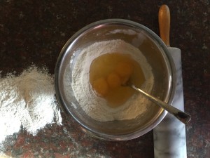 Eggs in flour