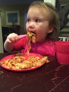 eating pasta