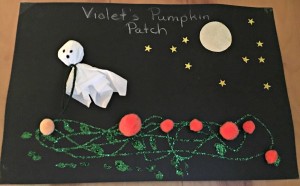 art, ghost, pumpkins, stars, moon