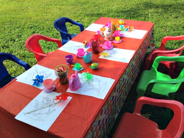 table, chairs, coloring, tea sets