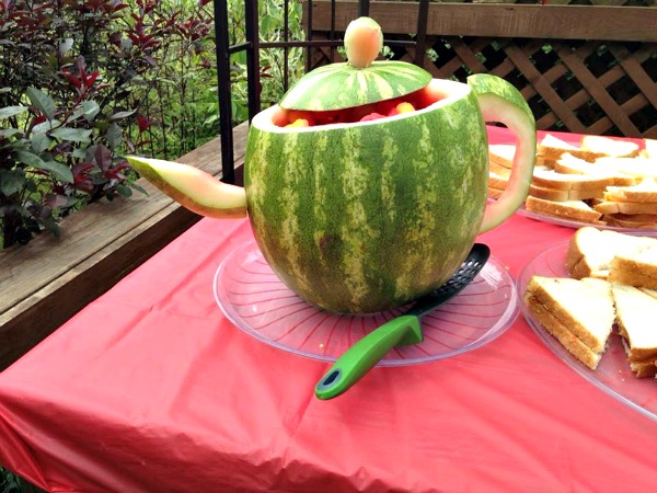watermelon, sandwiches, fruit salad