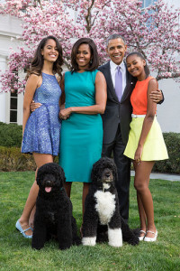 Obama Family outside the White House in Washington, DC