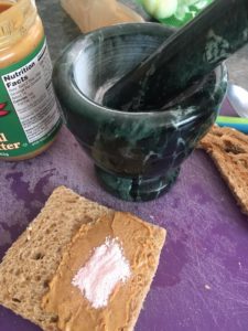 A morter and pestle for grinding antibiotics.